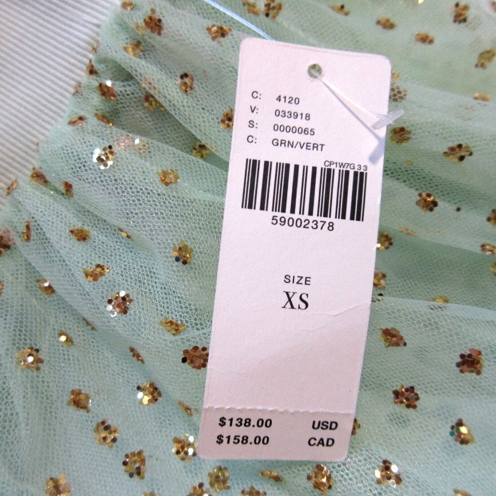 NWT Anthropologie Sydney Shimmer Tulle Midi in Green Glitter Gold Dot Skirt XS - Picture 6 of 10